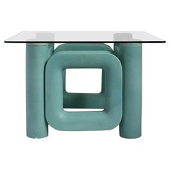 Sculptural Ceramic Coffee Table with Blue-Turquoise Satin Glaze, Italy, 1970s