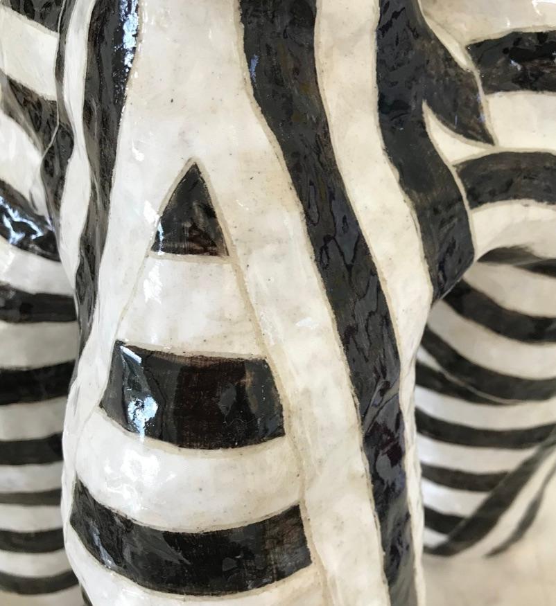 Sculptural ceramic drinks table in a dynamic striped pattern  In New Condition For Sale In Charlottesville, VA