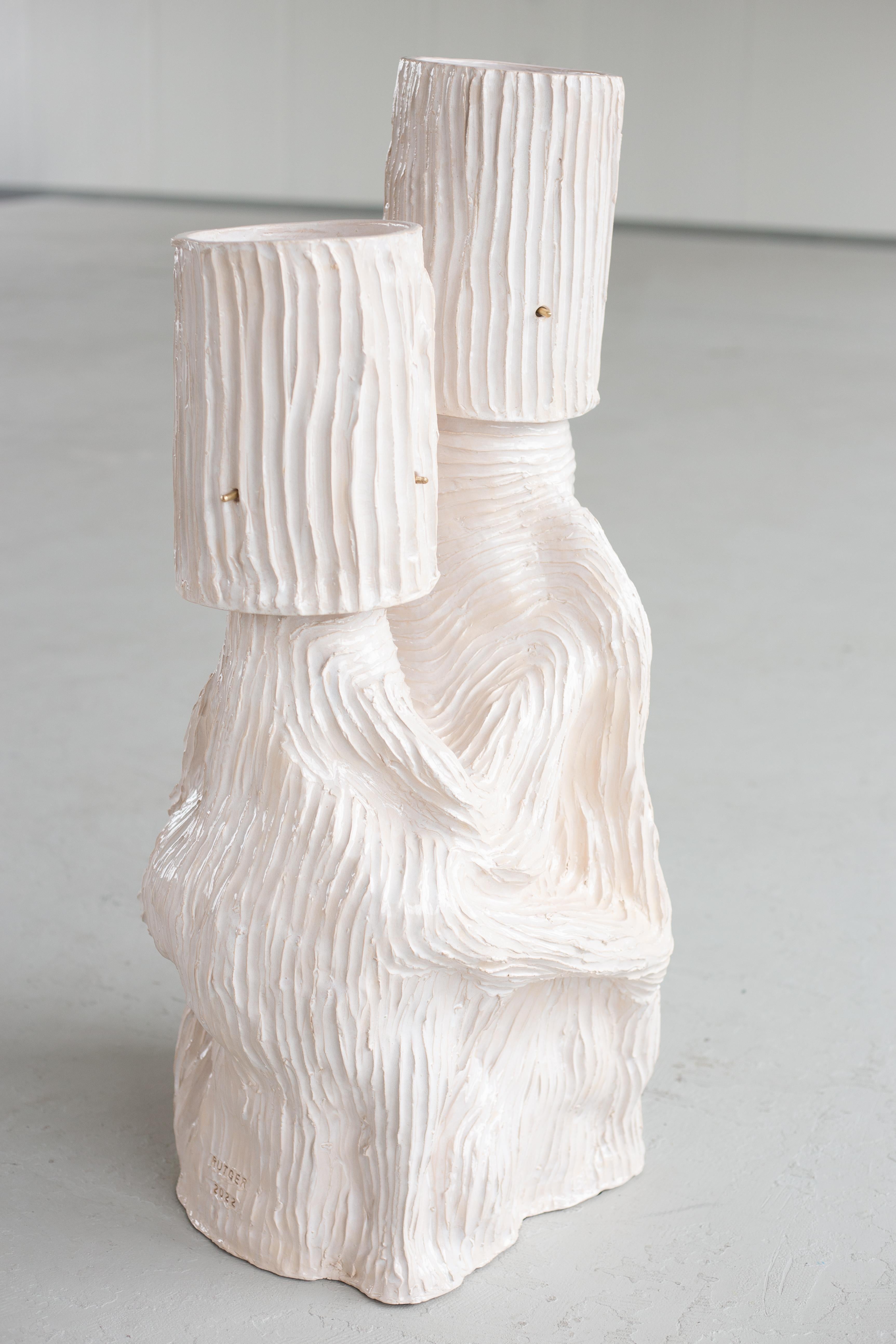Contemporary Sculptural ceramic floor light (hand build) For Sale