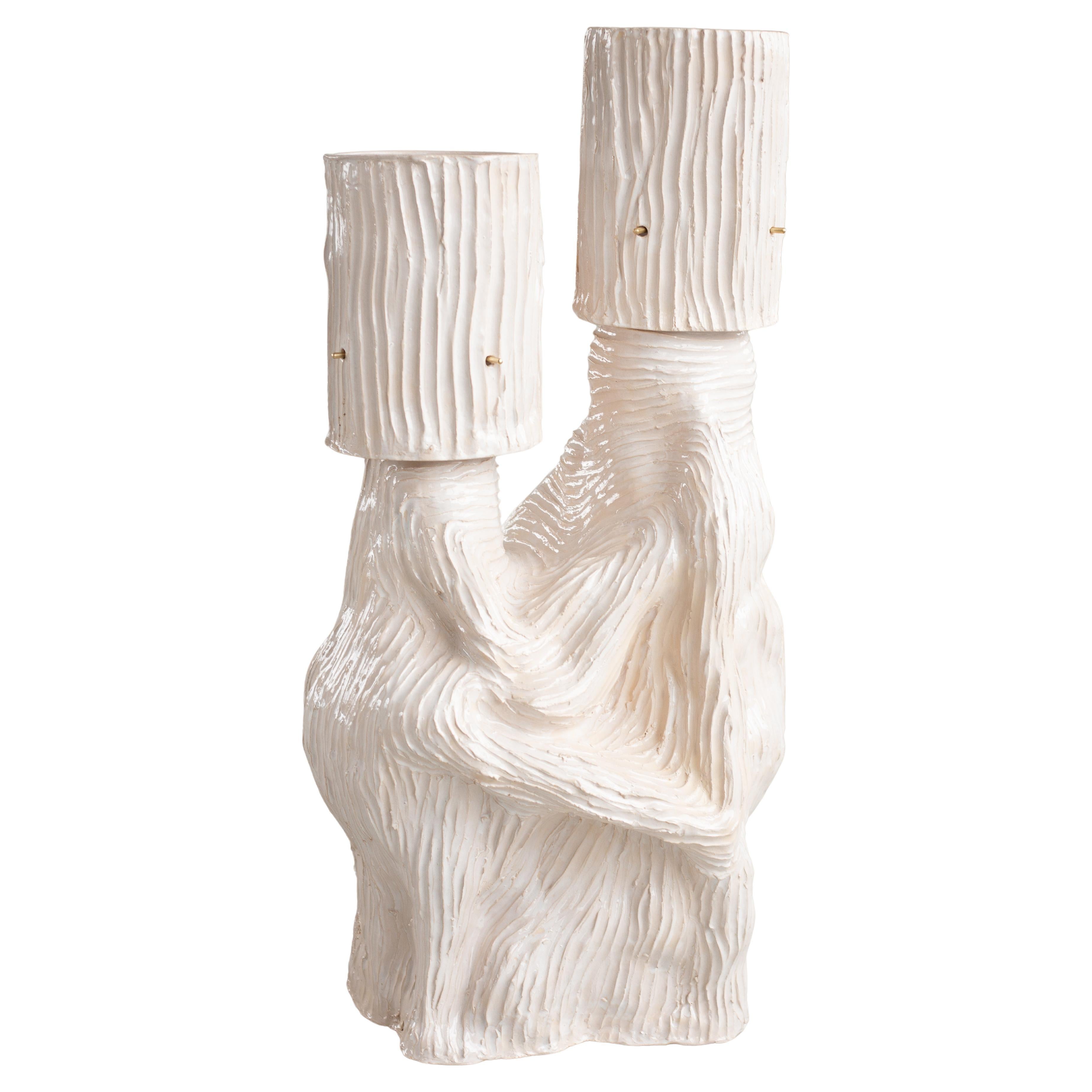 Lampadaire sculptural en céramique (créé à la main) en vente
