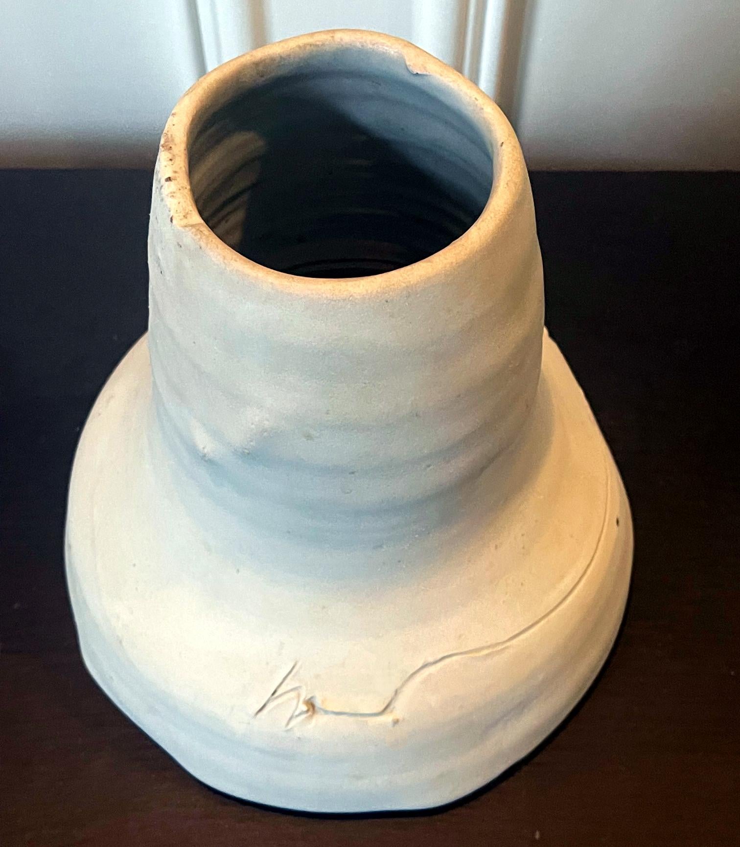 20th Century Sculptural Ceramic Funnel Vase by Robert Turner For Sale
