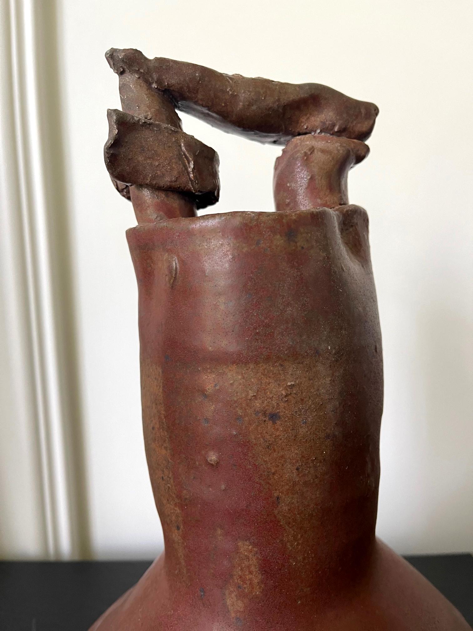 Sculptural Ceramic Handled Vase by Robert Turner In Good Condition For Sale In Atlanta, GA