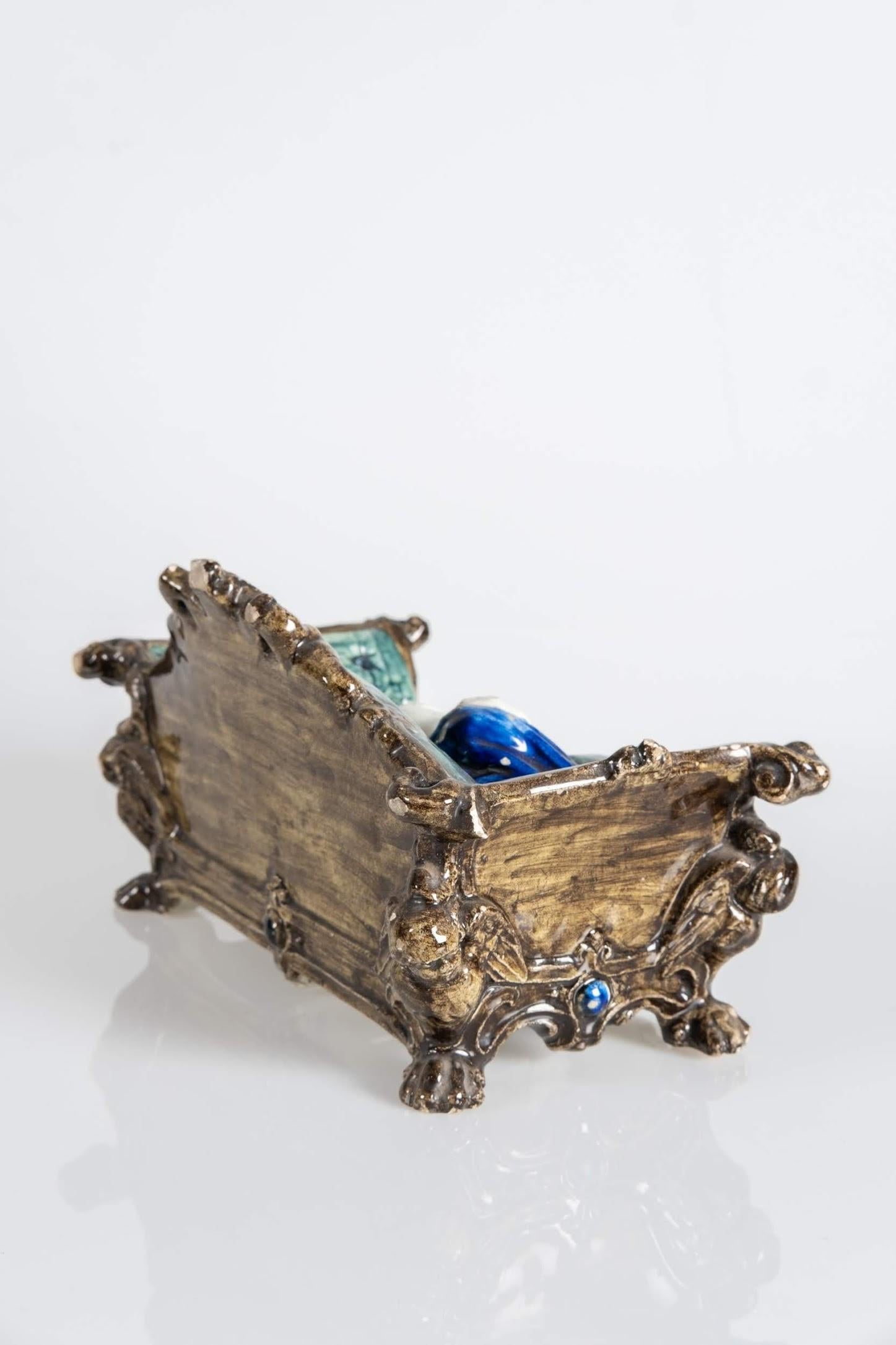 Italian Sculptural Ceramic Inkwell, Italy, circa 1800 For Sale