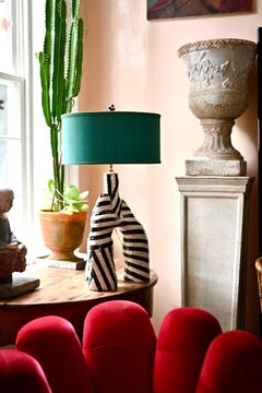 Sculptural Ceramic Lamp in black and white