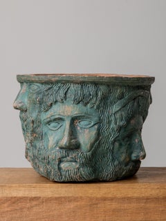 Sculptural Ceramic Planter with Classical Faces, Europe