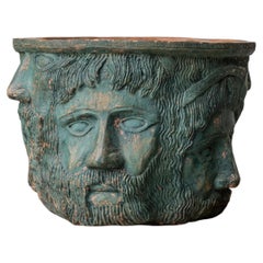 Sculptural Ceramic Planter with Classical Faces, Europe