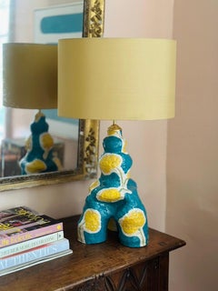 Sculptural Ceramic Table Lamp in floral print pattern