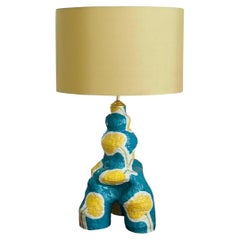 Sculptural Ceramic Table Lamp in floral print pattern