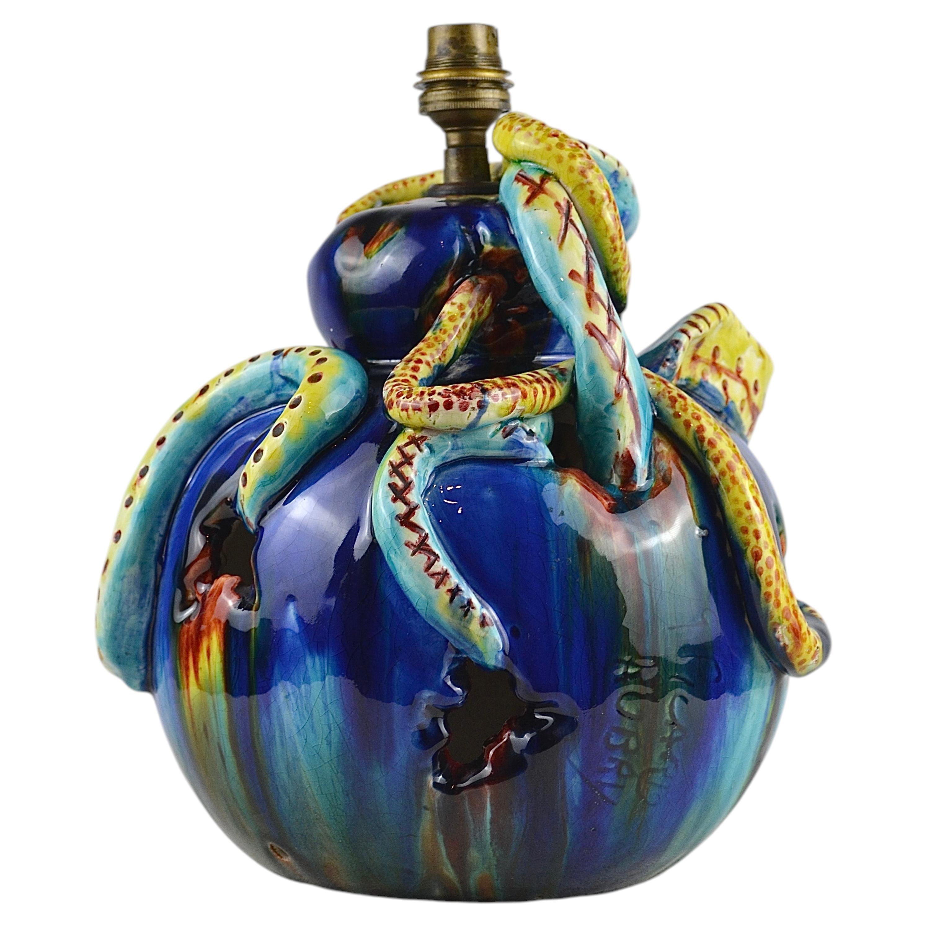 Sculptural Ceramic Table Lamp, Vallauris, France, Circa 1950s For Sale