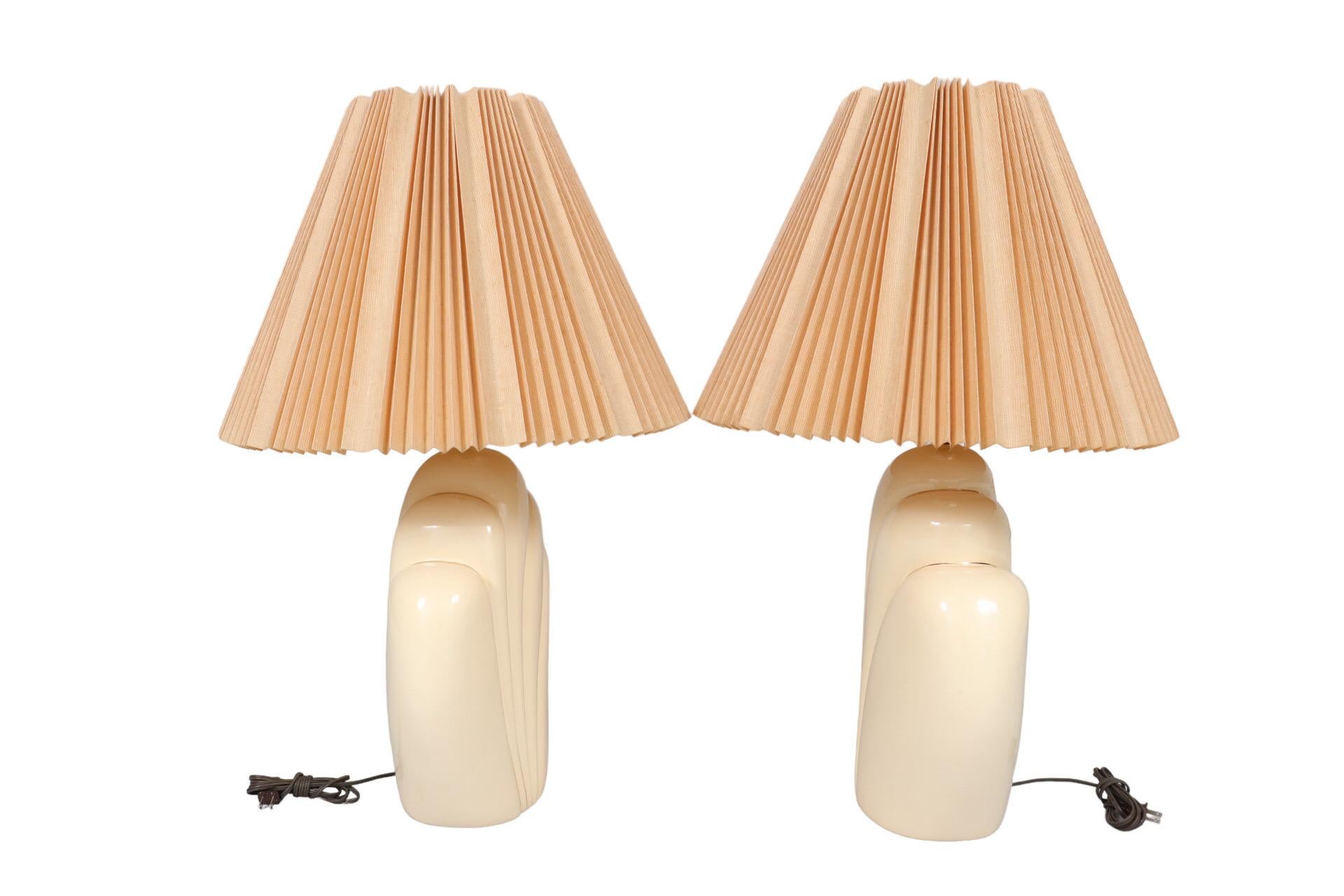 Sculptural Ceramic Table Lamps, a Pair For Sale 1