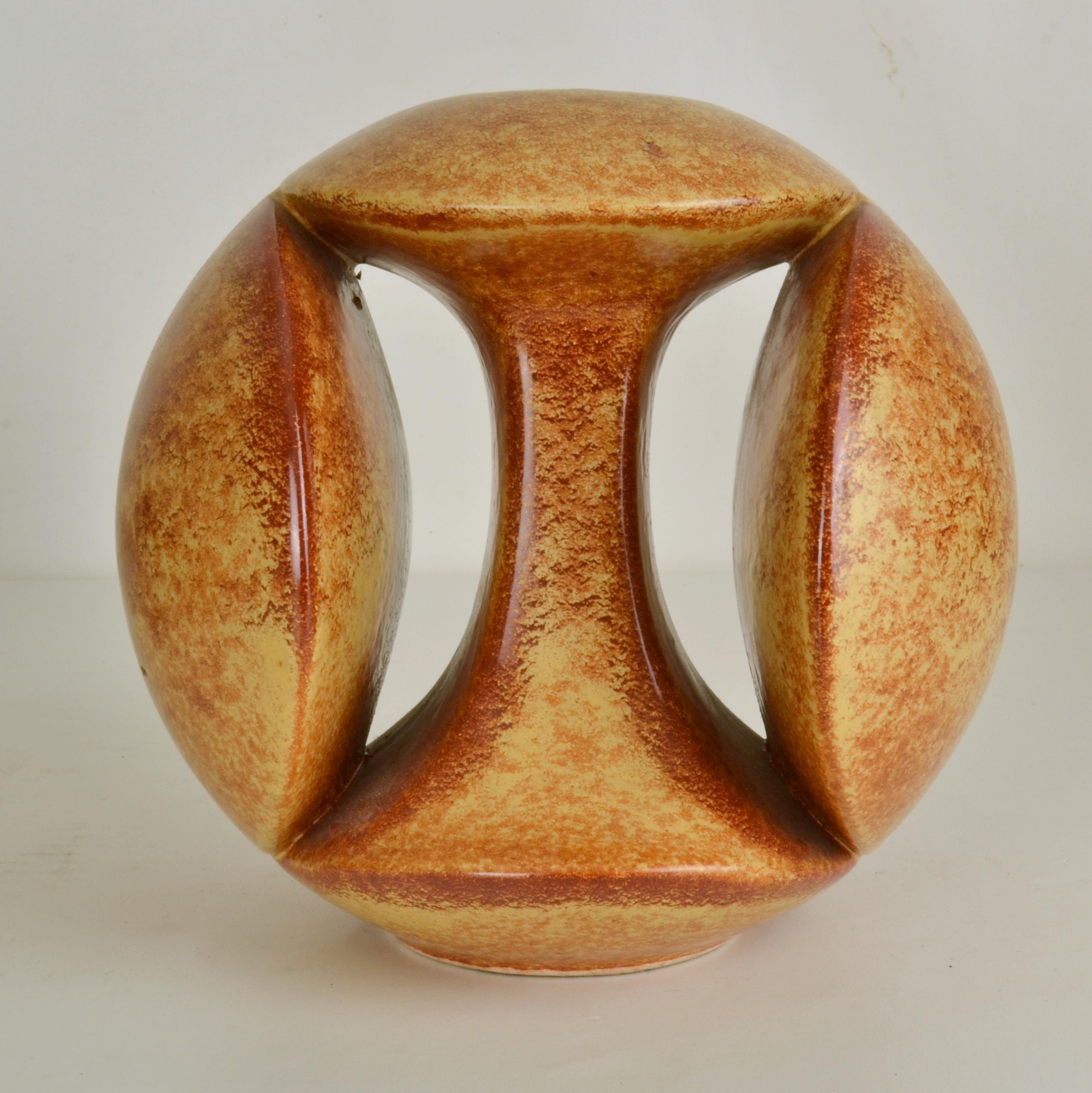 Italian Sculptural Ceramic Vase Designed by Roberto Rigon, Bertoncello, Italy, 1950s 