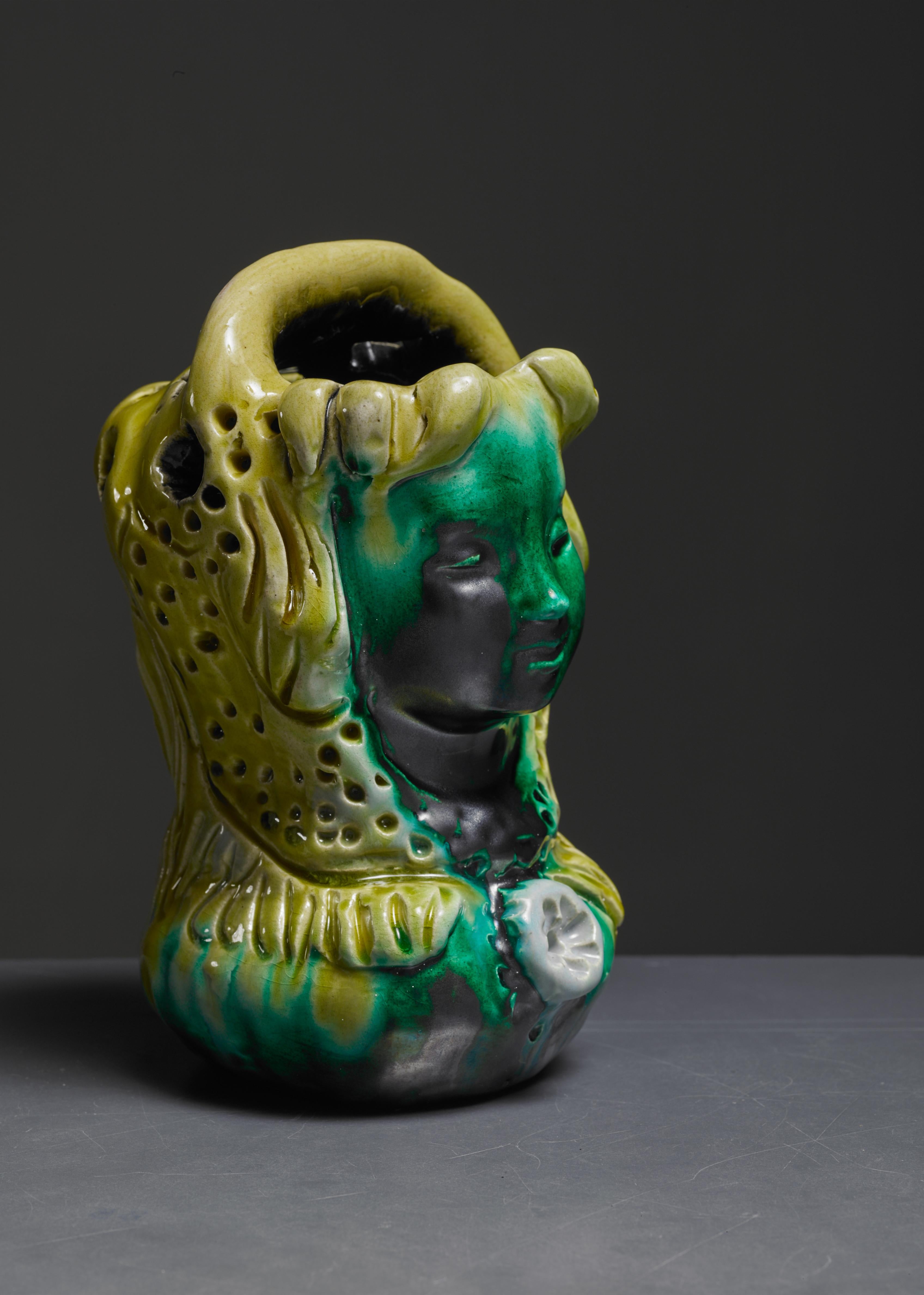Mid-Century Modern Sculptural Ceramic Vase of a Madonna, France, 1960s For Sale