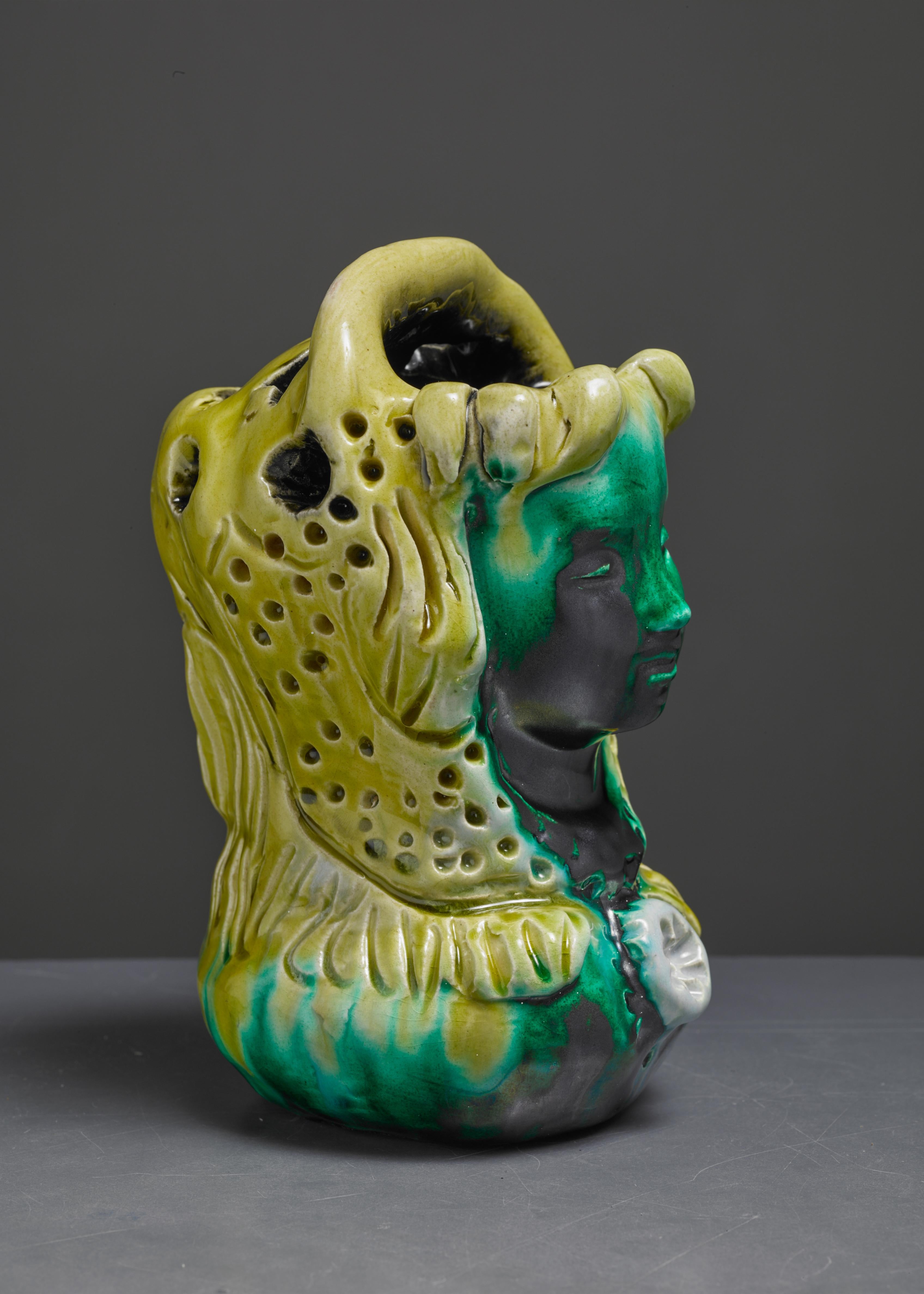 French Sculptural Ceramic Vase of a Madonna, France, 1960s For Sale