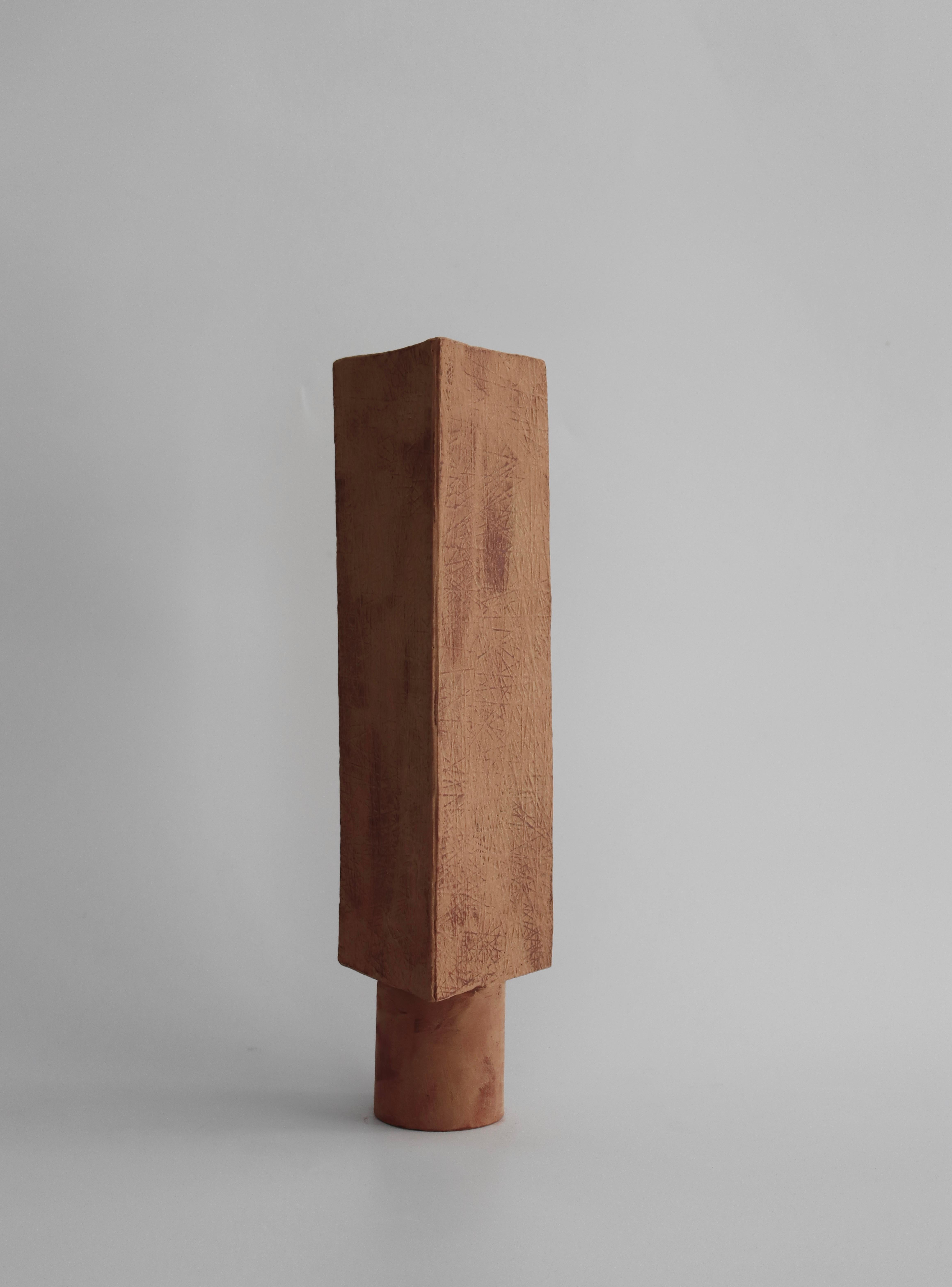 Chinese Sculptural Ceramic Vases (Set of 3)-  Textured Brown Surface, Minimalism Design For Sale