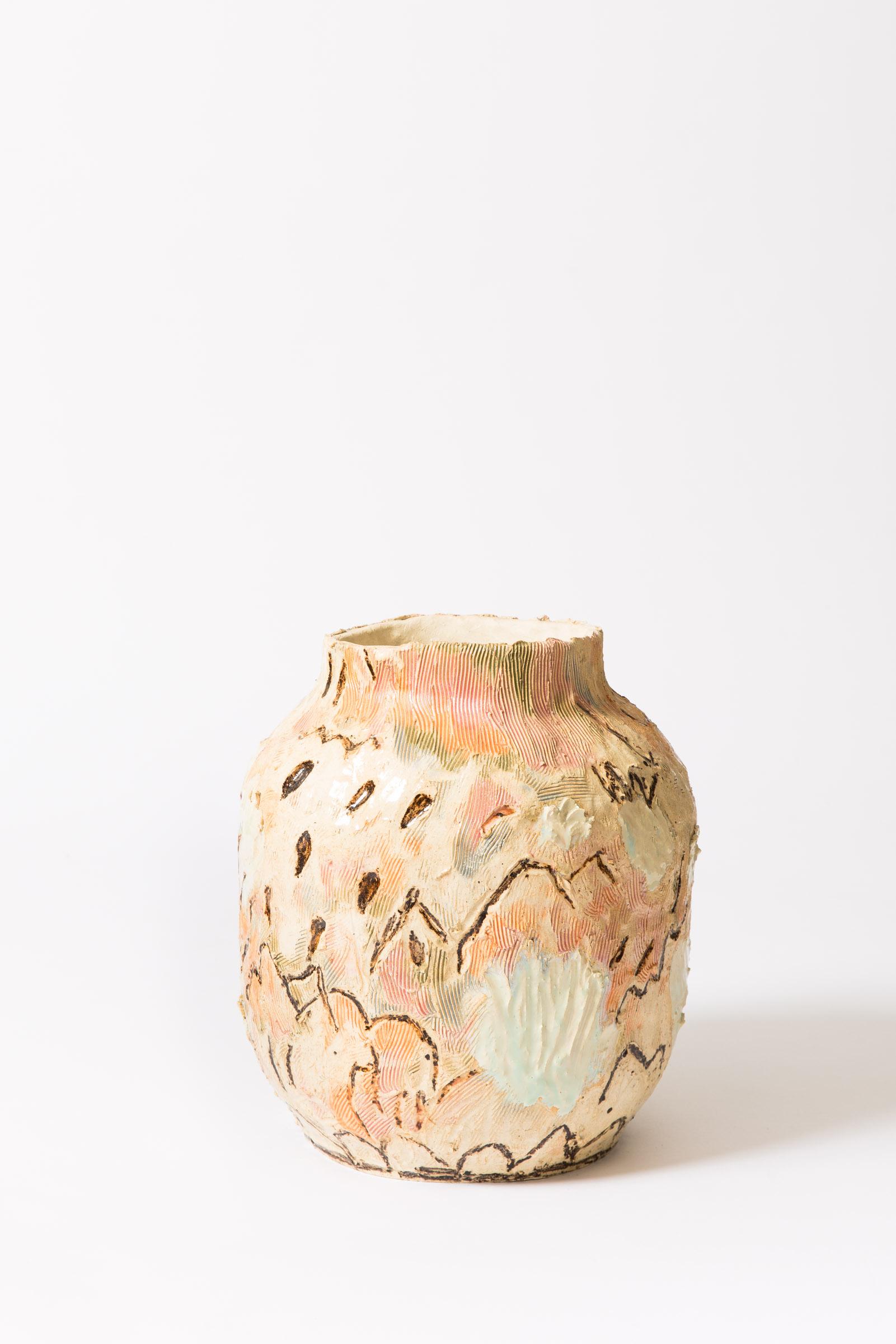 Glazed Sculptural Ceramic Vessel by Jacque Faus For Sale