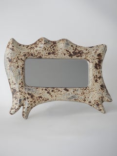 Specchio da parete in ceramica scultorea, forma organica, specchio da parete Wabi-Sabi