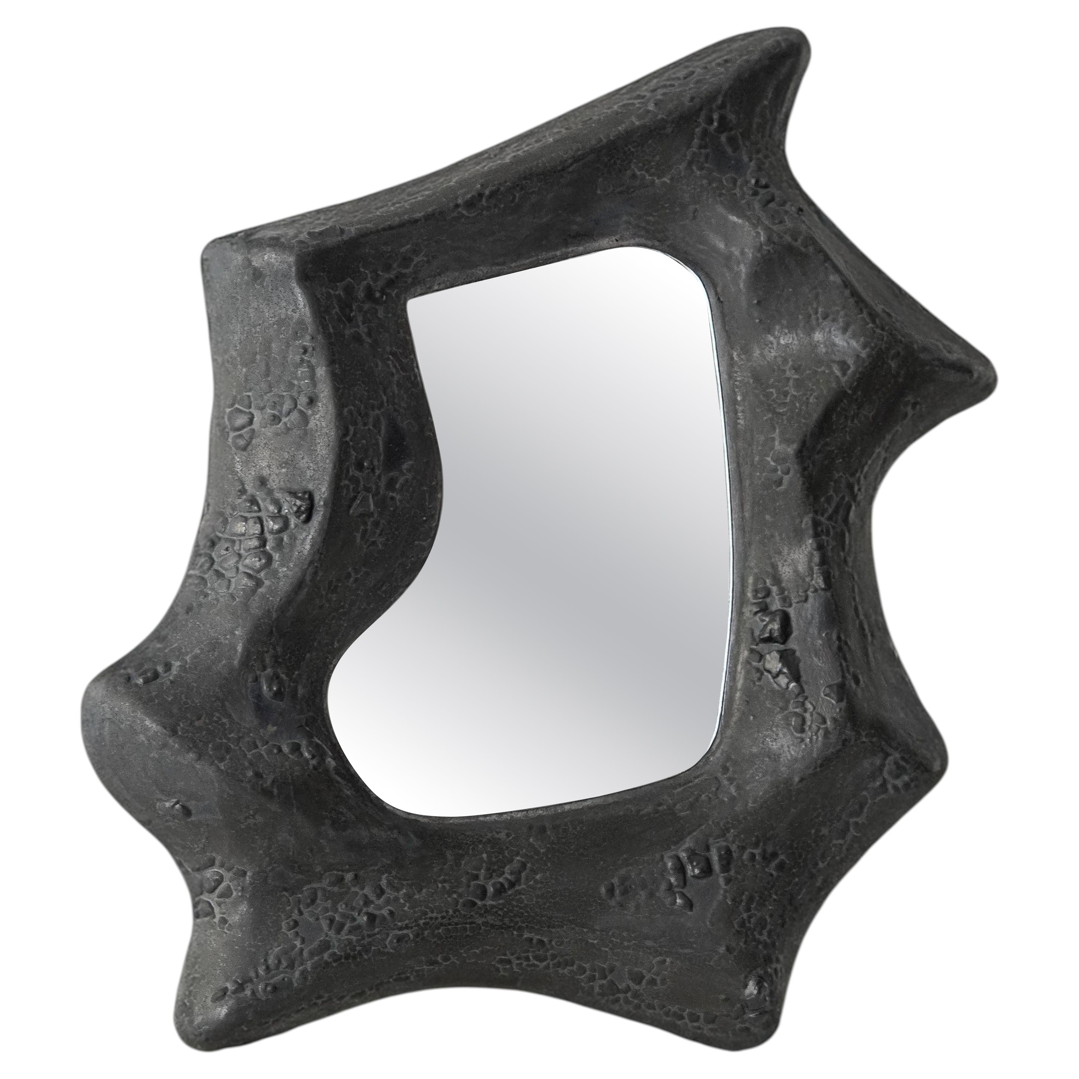 Sculptural Ceramic Wall Mirror, Organic Form, Wabi-Sabi Wall Mirror