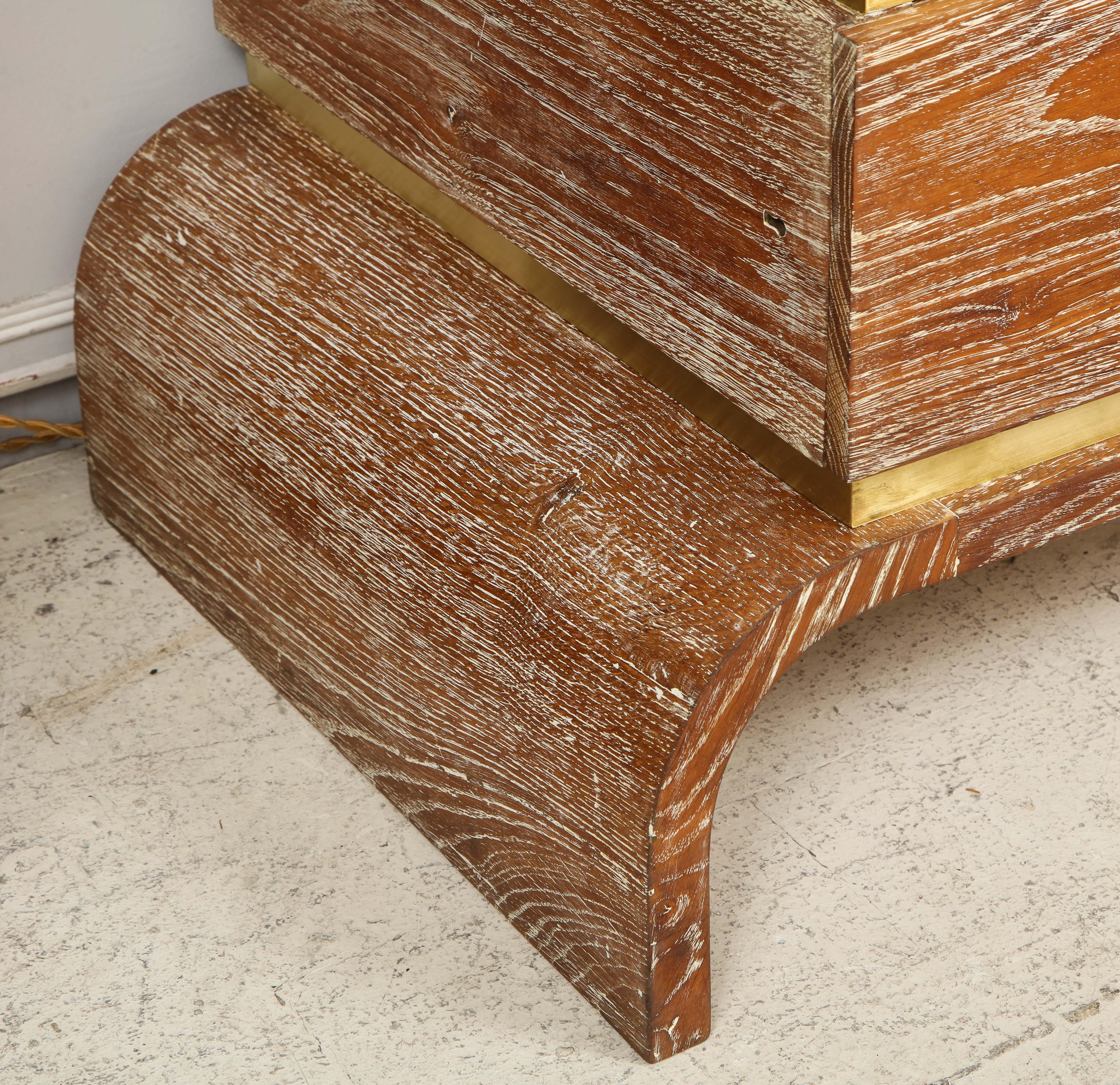 Sculptural Cerused Oak Chest with Brass Trim 3