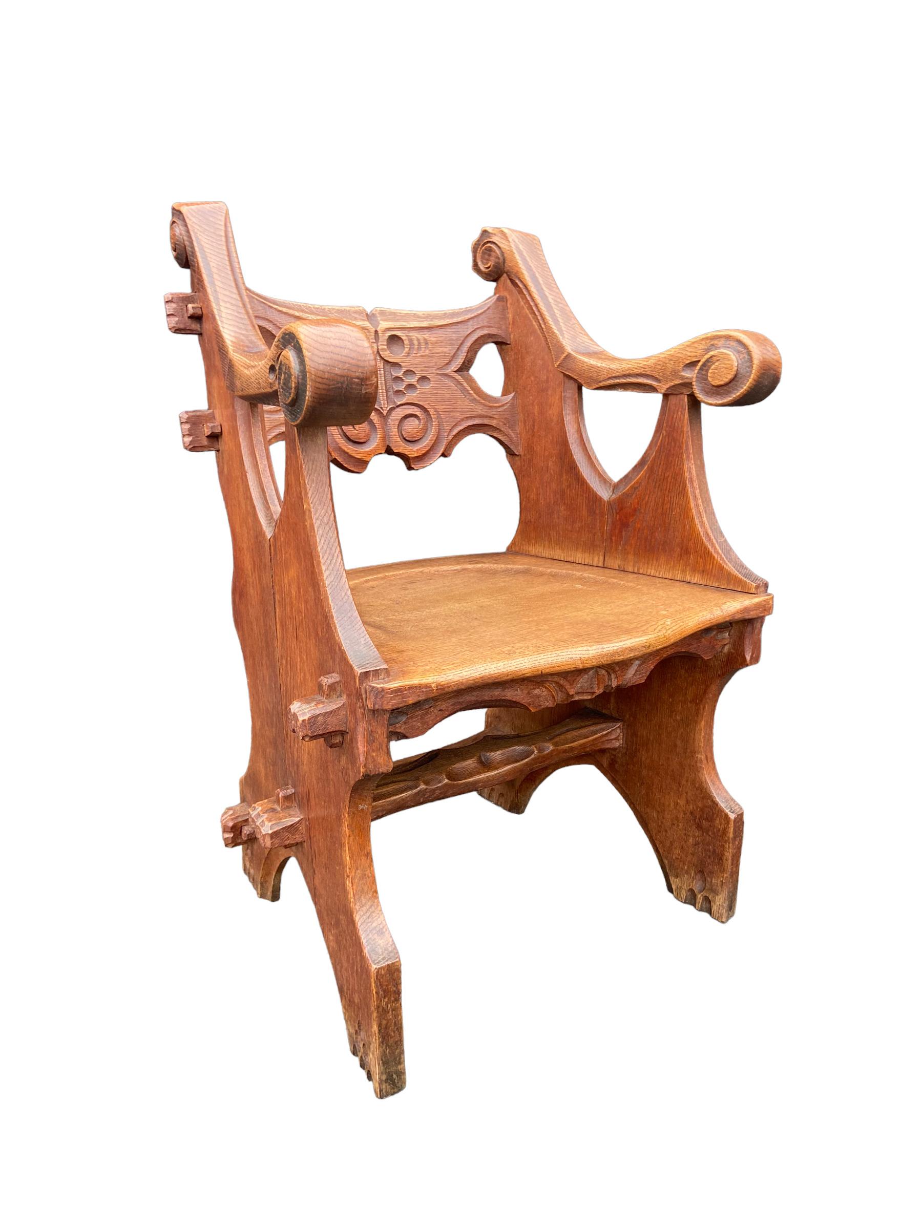 Hand-Carved Sculptural Chair, 1930s For Sale