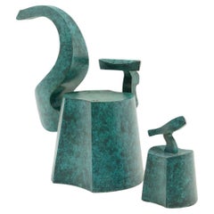 Sculptural Chair and Stool by Jim Cole, 1990s.  Post Modern.
