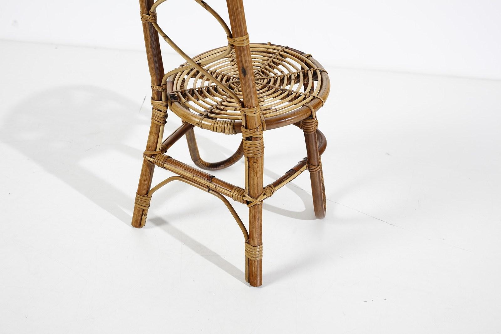 Skulpturaler Stuhl von Tito Agnoli  Rattan und  Bambus Italien 1960 im Zustand „Gut“ im Angebot in Paris, FR