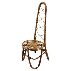 Sculptural Chair by Tito Agnoli Rattan and Bamboo, Italy, 1960