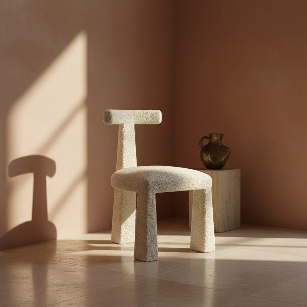 Sedia scultorea in Bouclé con Silhouette architettonica di Mondo in vendita 3