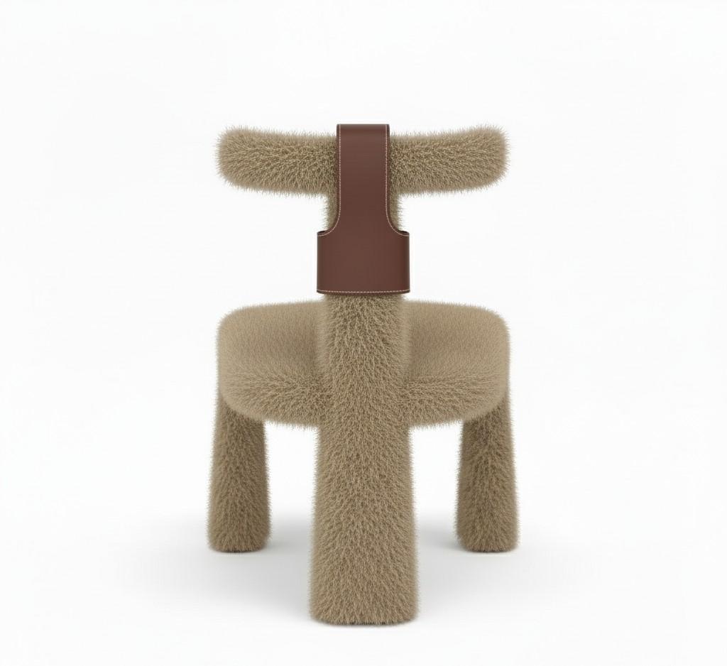 Sedia scultorea in Bouclé con Silhouette architettonica di Mondo in vendita 10