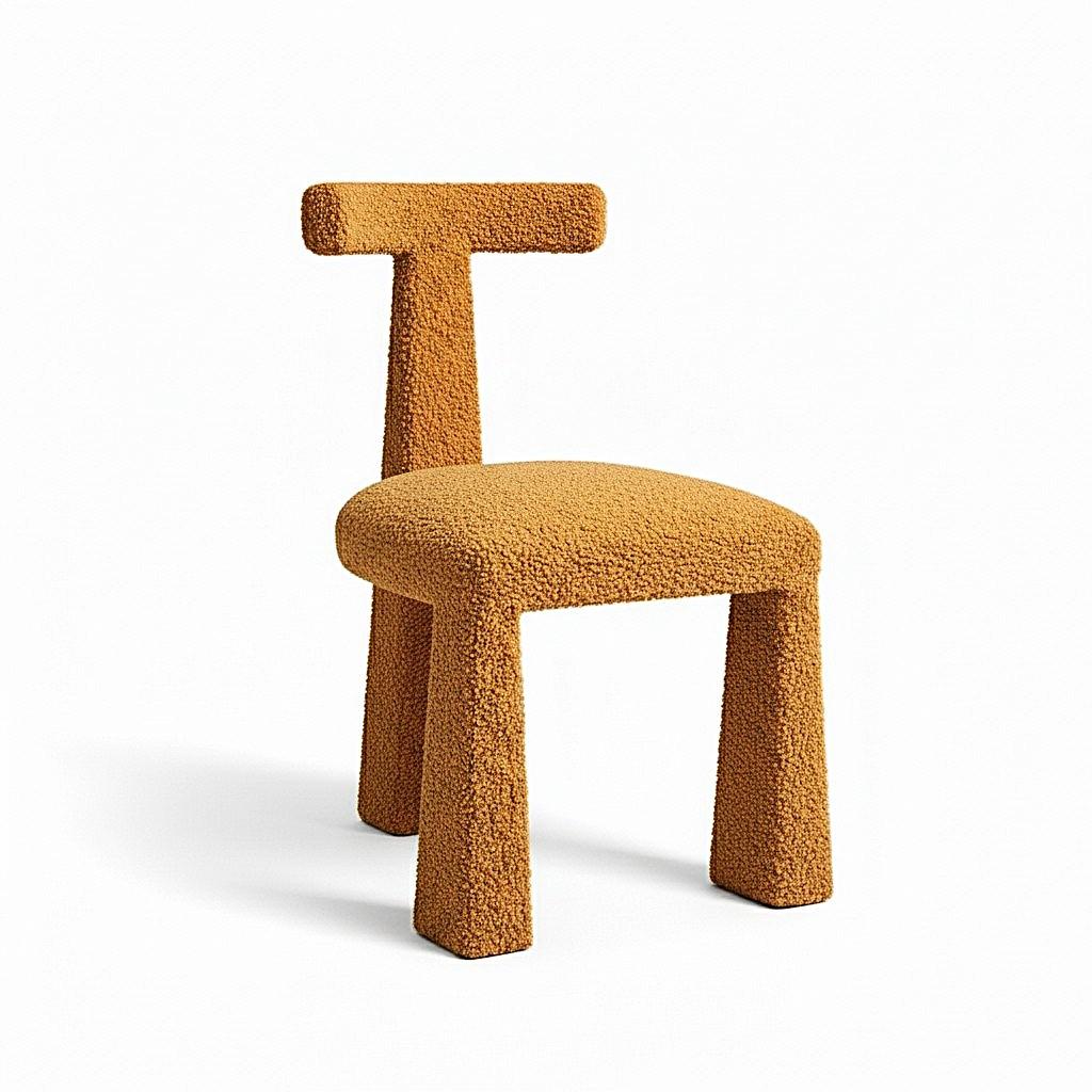 Zeitgenössischer Dreibein-Esszimmerstuhl aus Schafsfell und Kunstfell (Moderne) im Angebot