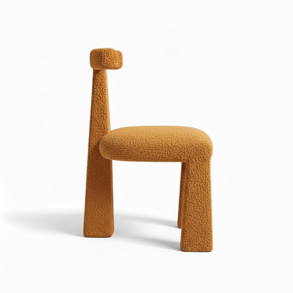 Zeitgenössischer Dreibein-Esszimmerstuhl aus Schafsfell und Kunstfell (Portugiesisch) im Angebot