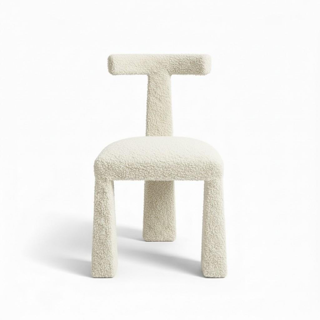 XXI secolo e contemporaneo Sedia scultorea in Bouclé con Silhouette architettonica di Mondo in vendita