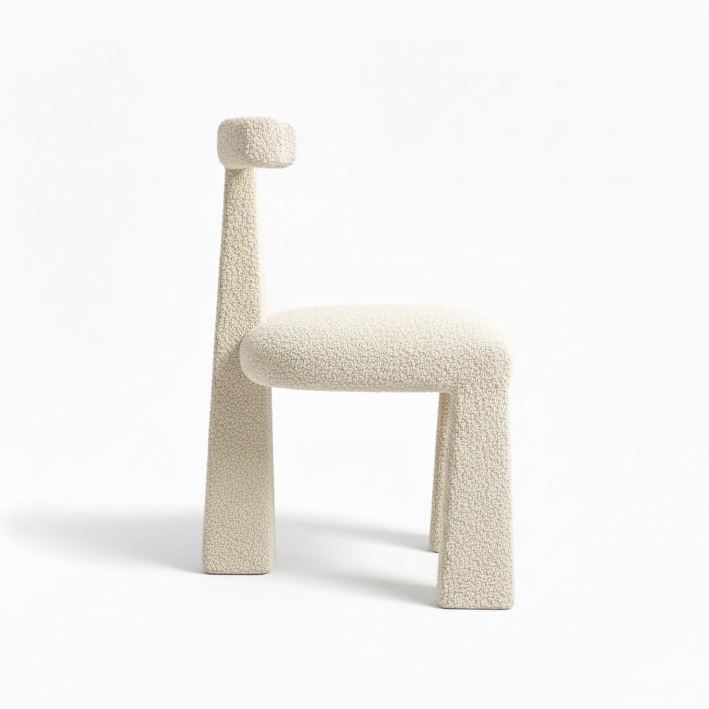 Sedia scultorea in Bouclé con Silhouette architettonica di Mondo in vendita 2