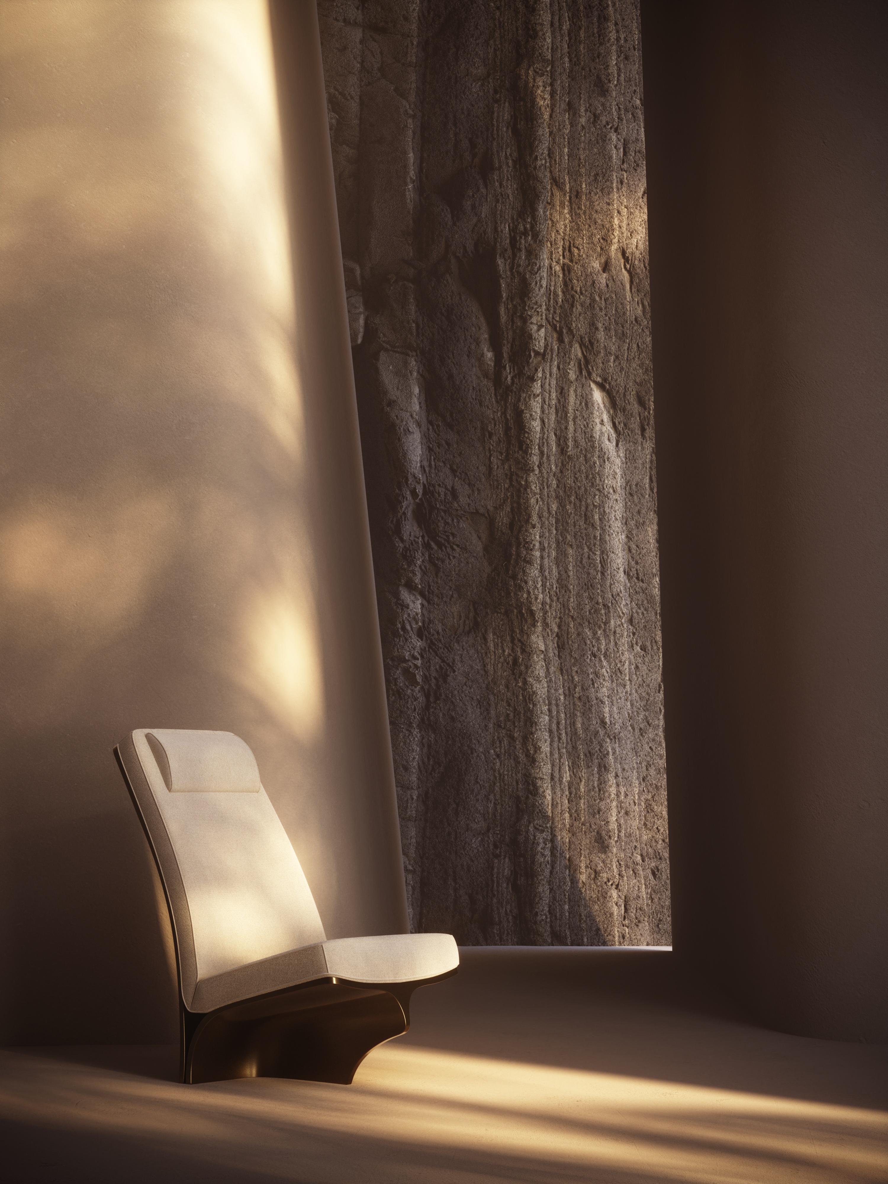 Chaise sculpturale en laiton patiné bronze de Patrick Coard Paris en vente 2