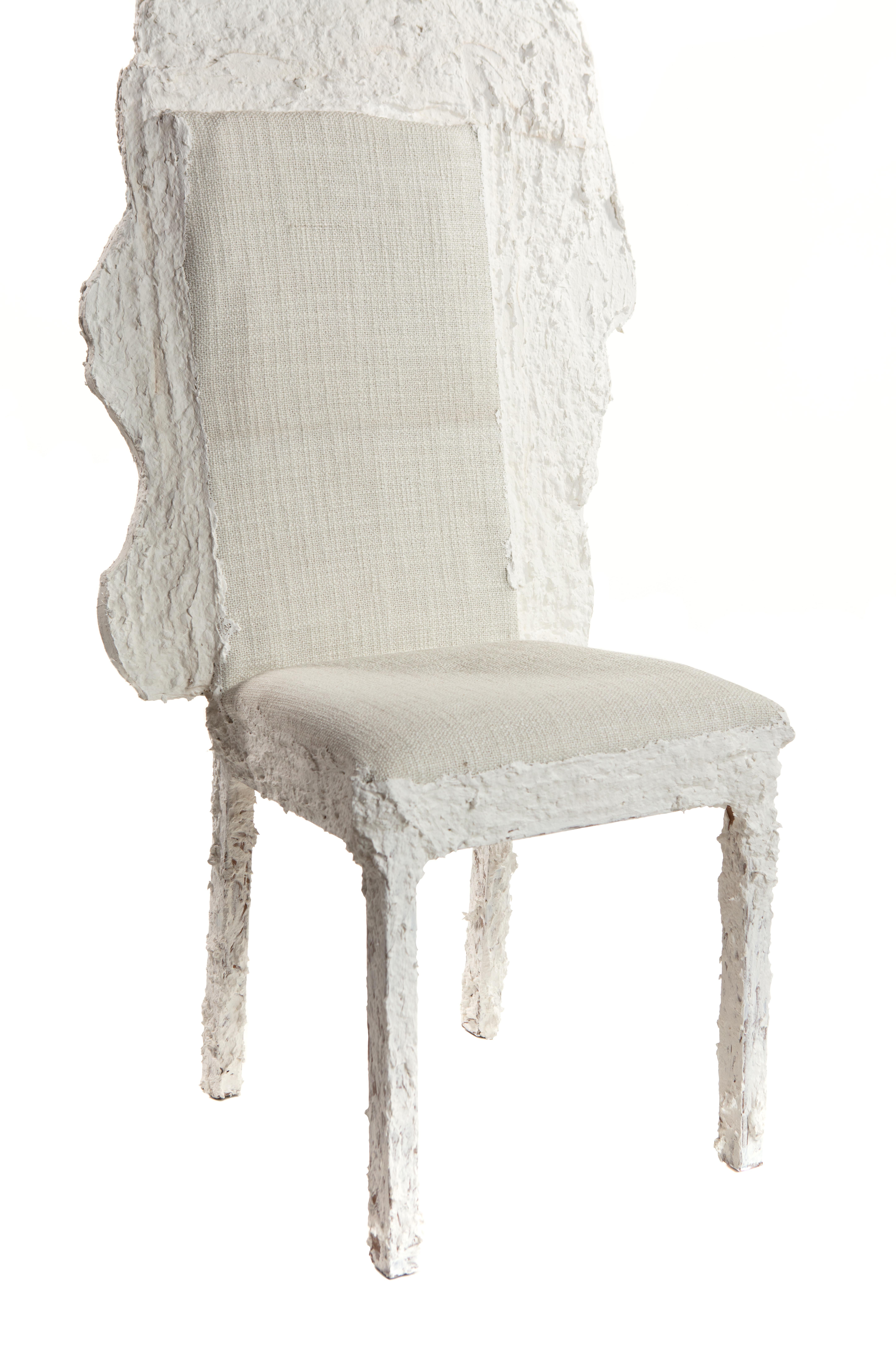 Hand-Crafted White Plaster Sculptural Chair, 21st Century by Mattia Biagi For Sale