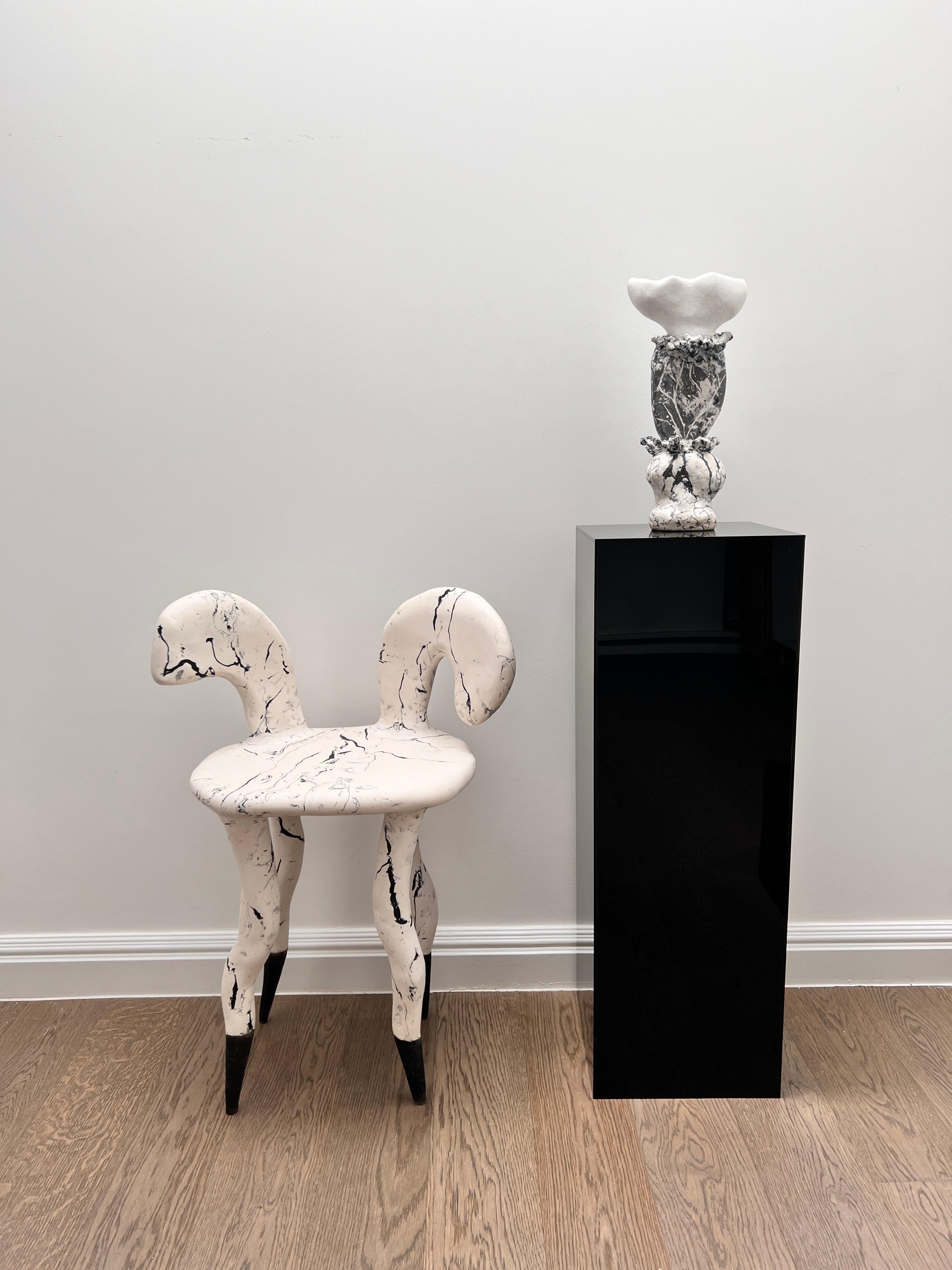 Hand-Crafted Sculptural chair in black and white, one of a kind, hand crafted For Sale