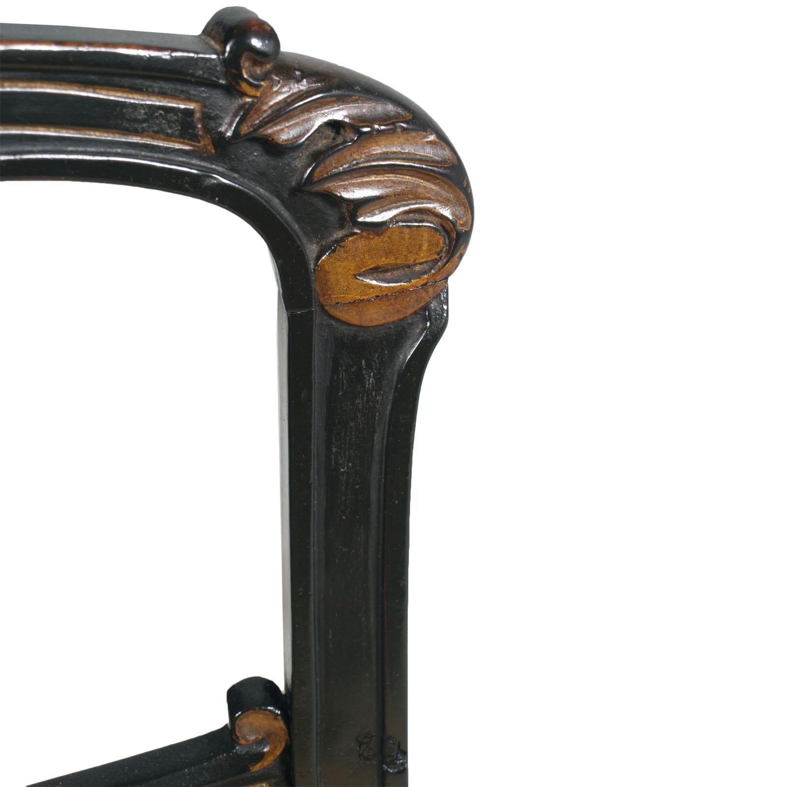 Hand-Carved Sculptural Chairs Art Nouveau by Giacomo Cometti in Ebonized Hand Carved Walnut For Sale