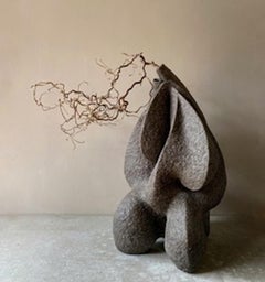 Sculptural Contemporary Design Ukrainian Chamote Vase Neolithic Tall by Voznicki