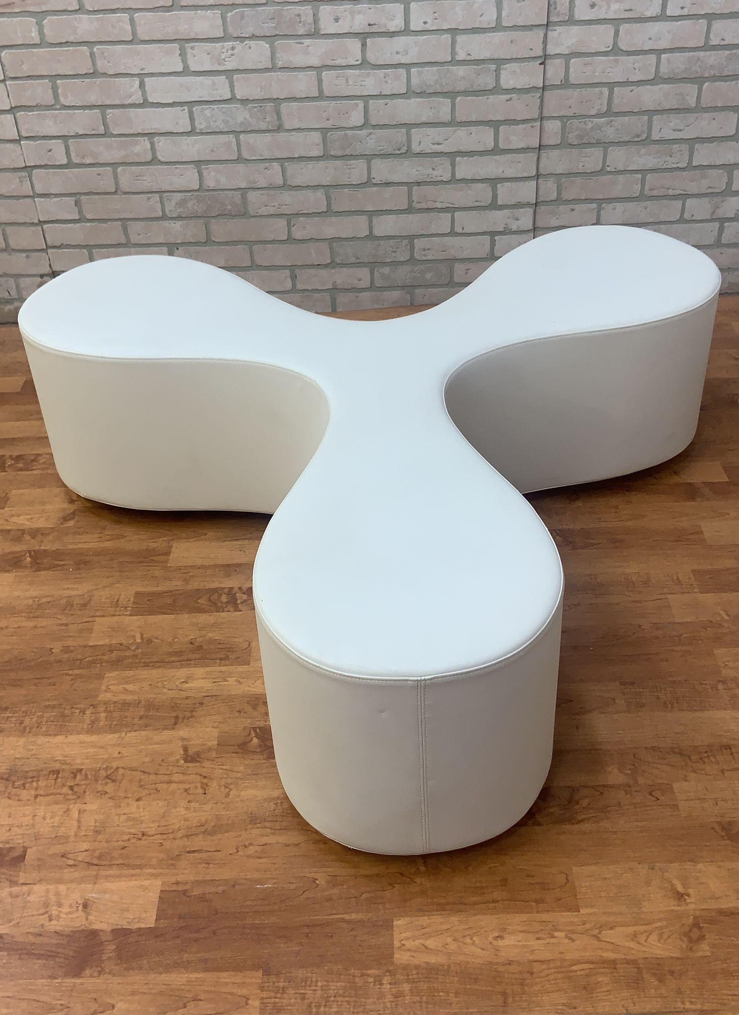 Sculptural Champaign White Leather Vitra Flower Bench By SANAA - Set of 3 For Sale 2