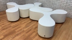 Skulpturale Vitra Blumenbank aus weißem Leder von SANAA - 3er-Set