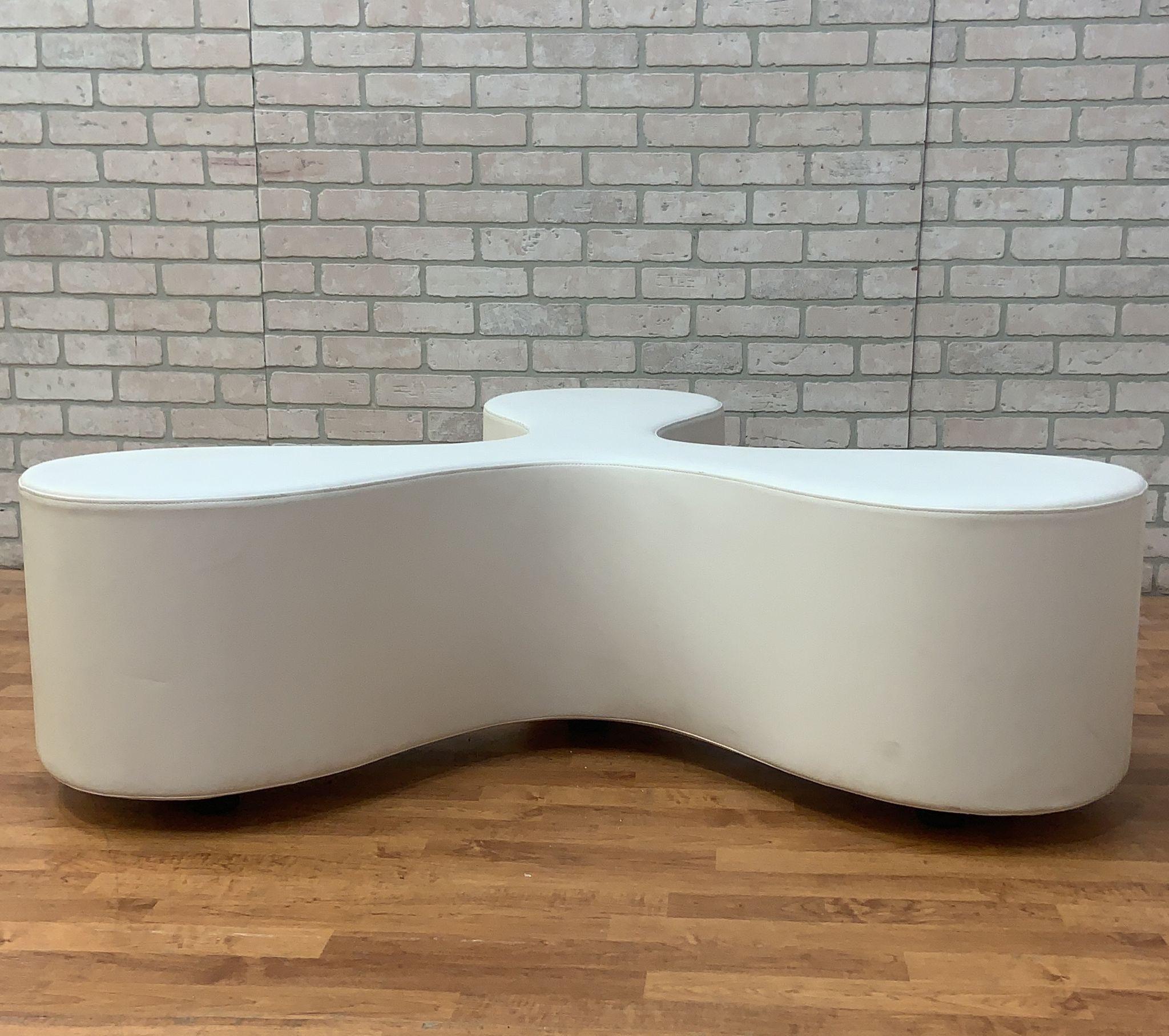 Sculptural Champaign White Leather Vitra Flower Bench By SANAA - Set of 3 In Good Condition For Sale In Chicago, IL