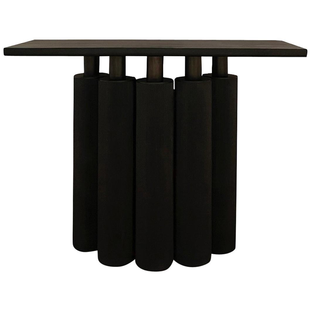 Cinta Sculptural Charcoal Walnut and Oak Console Table by ATRA For Sale