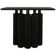 Sculptural Charcoal Walnut and Oak Console Table