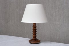 Sculptural Charles Dudouyt Attributed Table Lamp in Ash Wood, France, 1950s