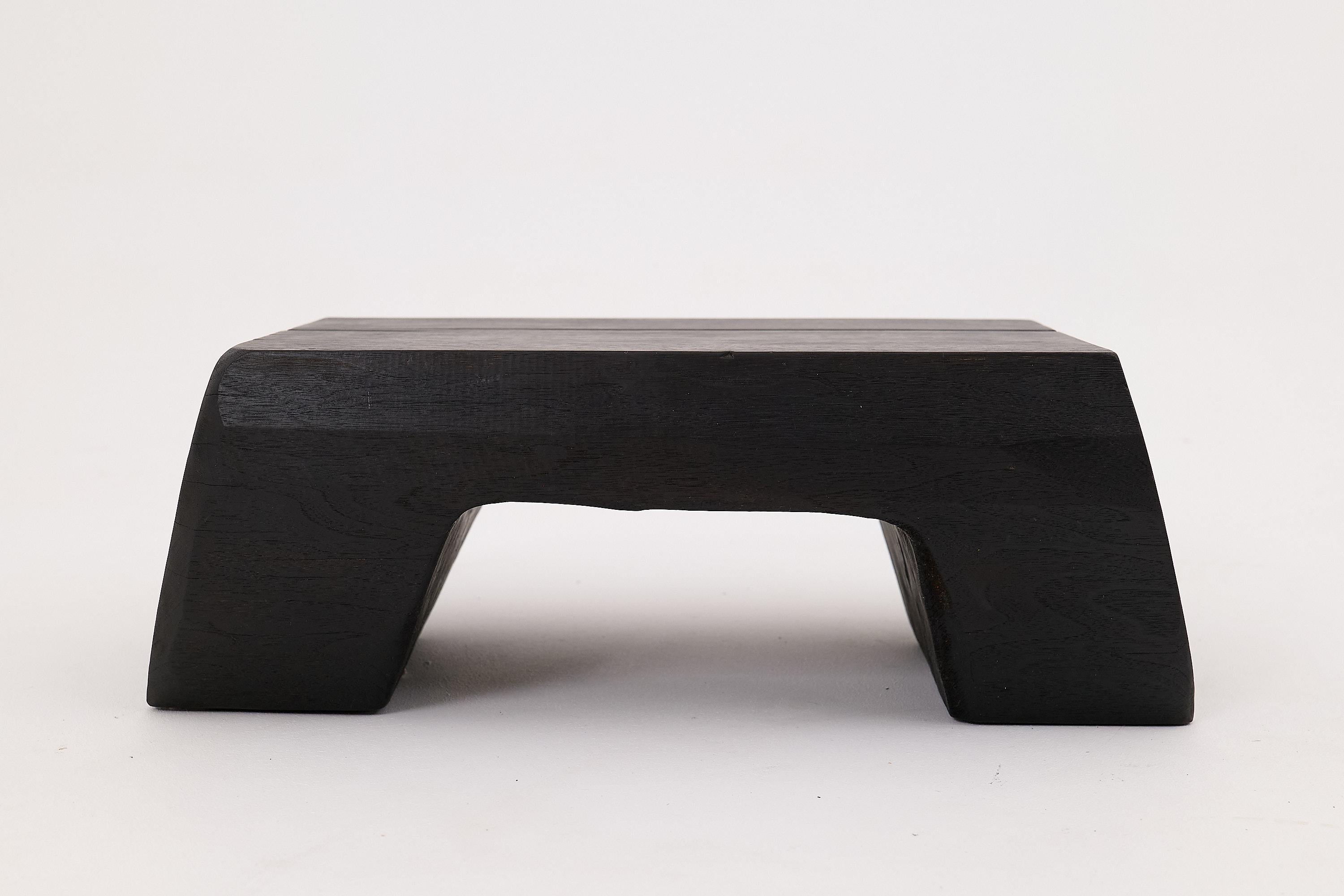 Sculptural Charred Wood Side Table in Solid Hardwood, Logniture For Sale 3