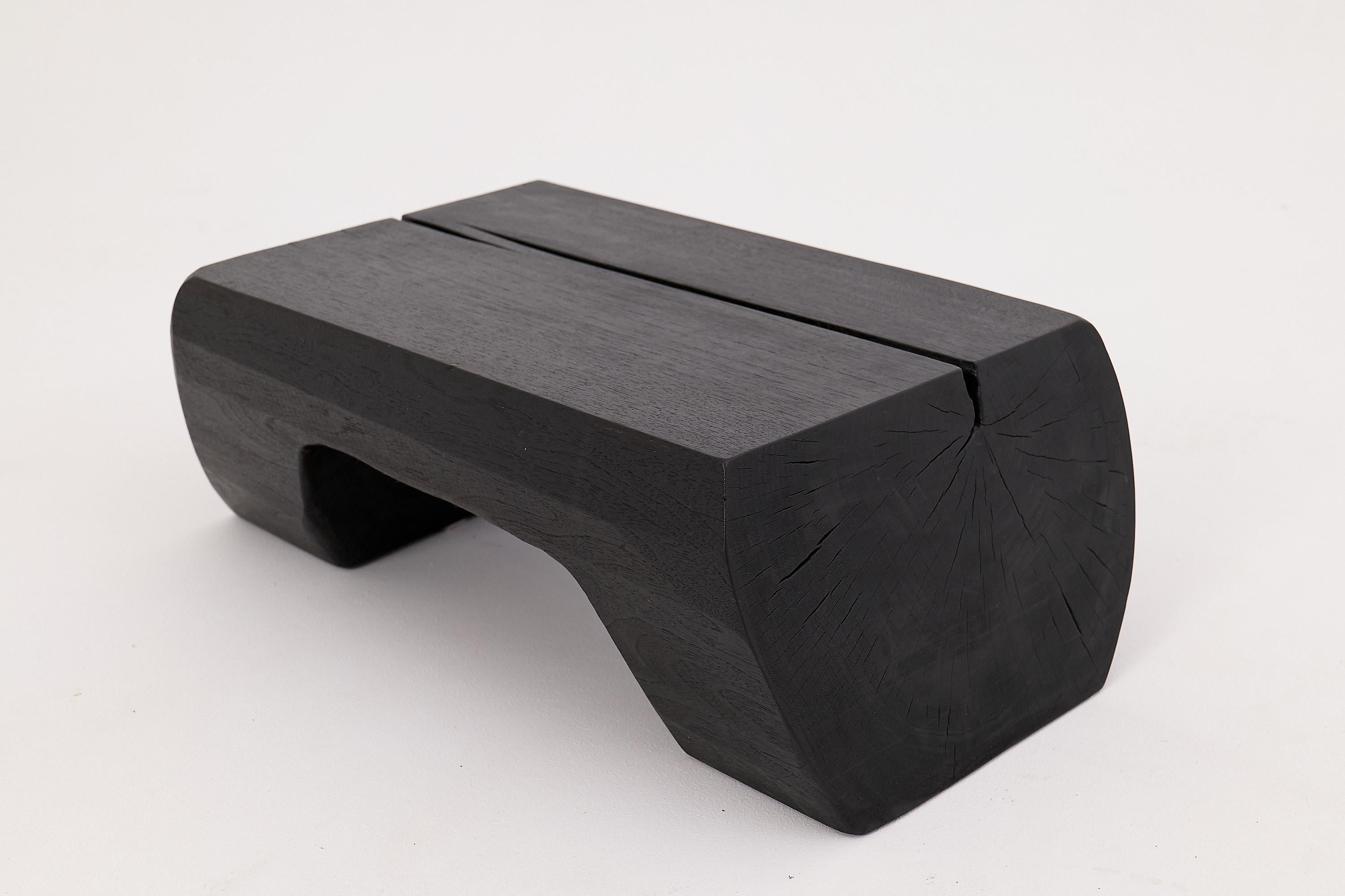 Sculptural Charred Wood Side Table in Solid Hardwood, Logniture For Sale 5