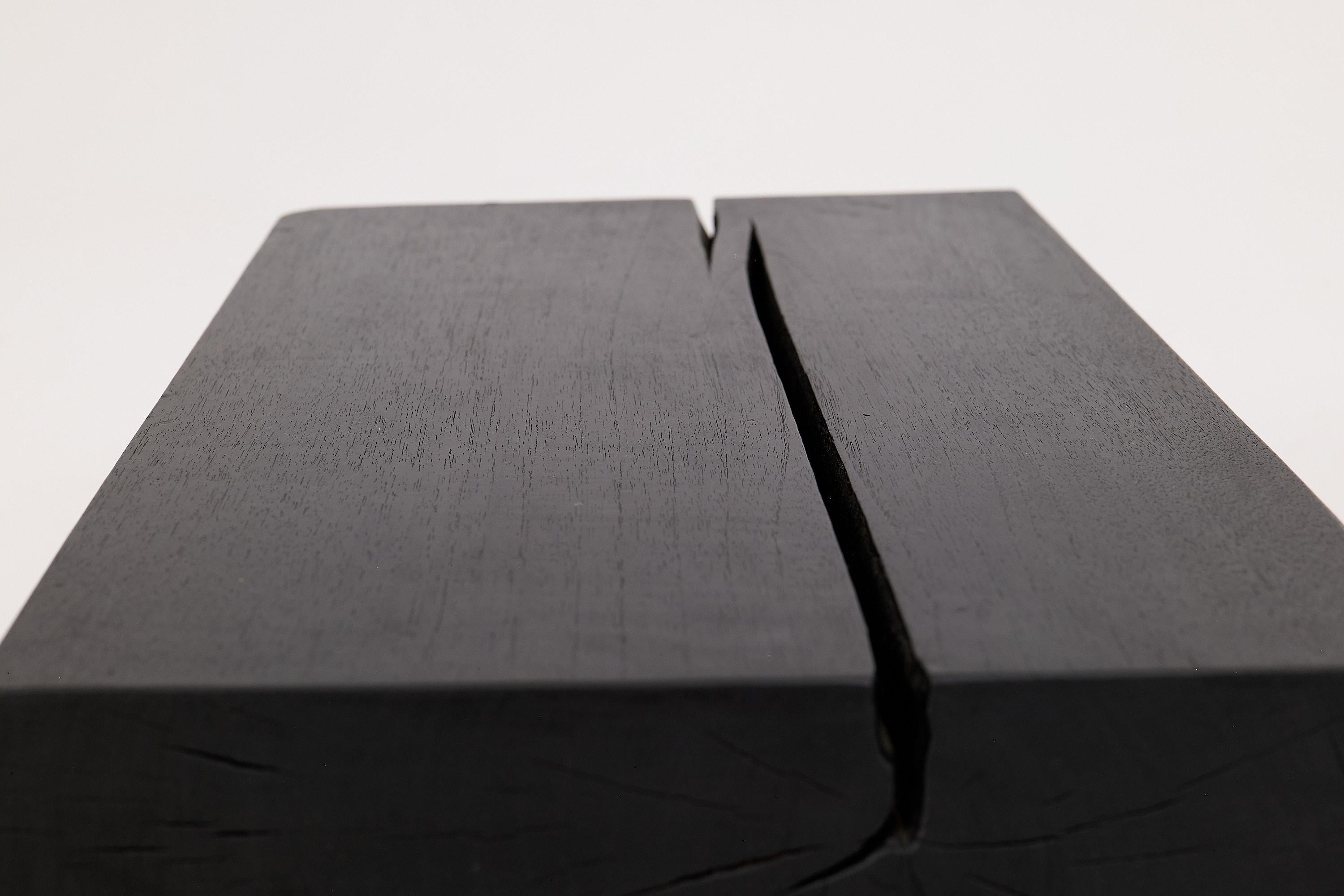 Sculptural Charred Wood Side Table in Solid Hardwood, Logniture For Sale 7