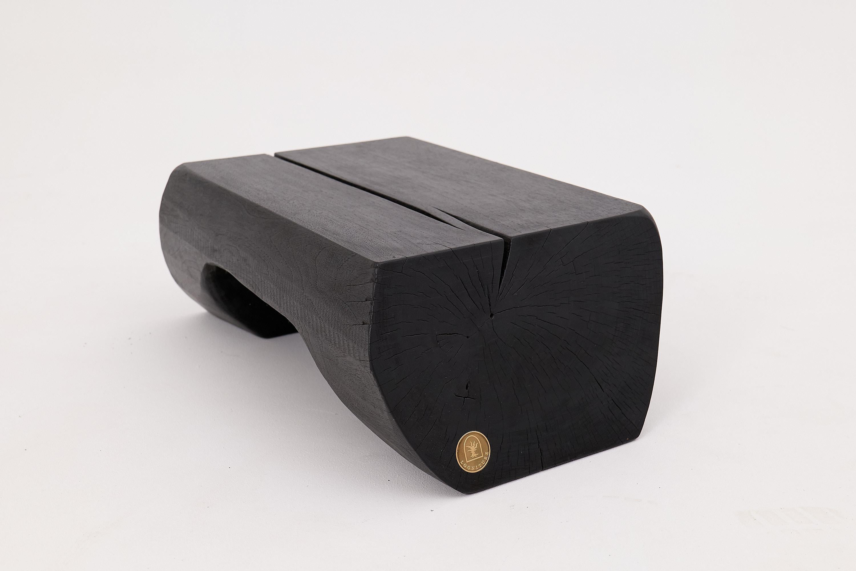 Sculptural Charred Wood Side Table in Solid Hardwood, Logniture In New Condition For Sale In Stara Gradiška, HR