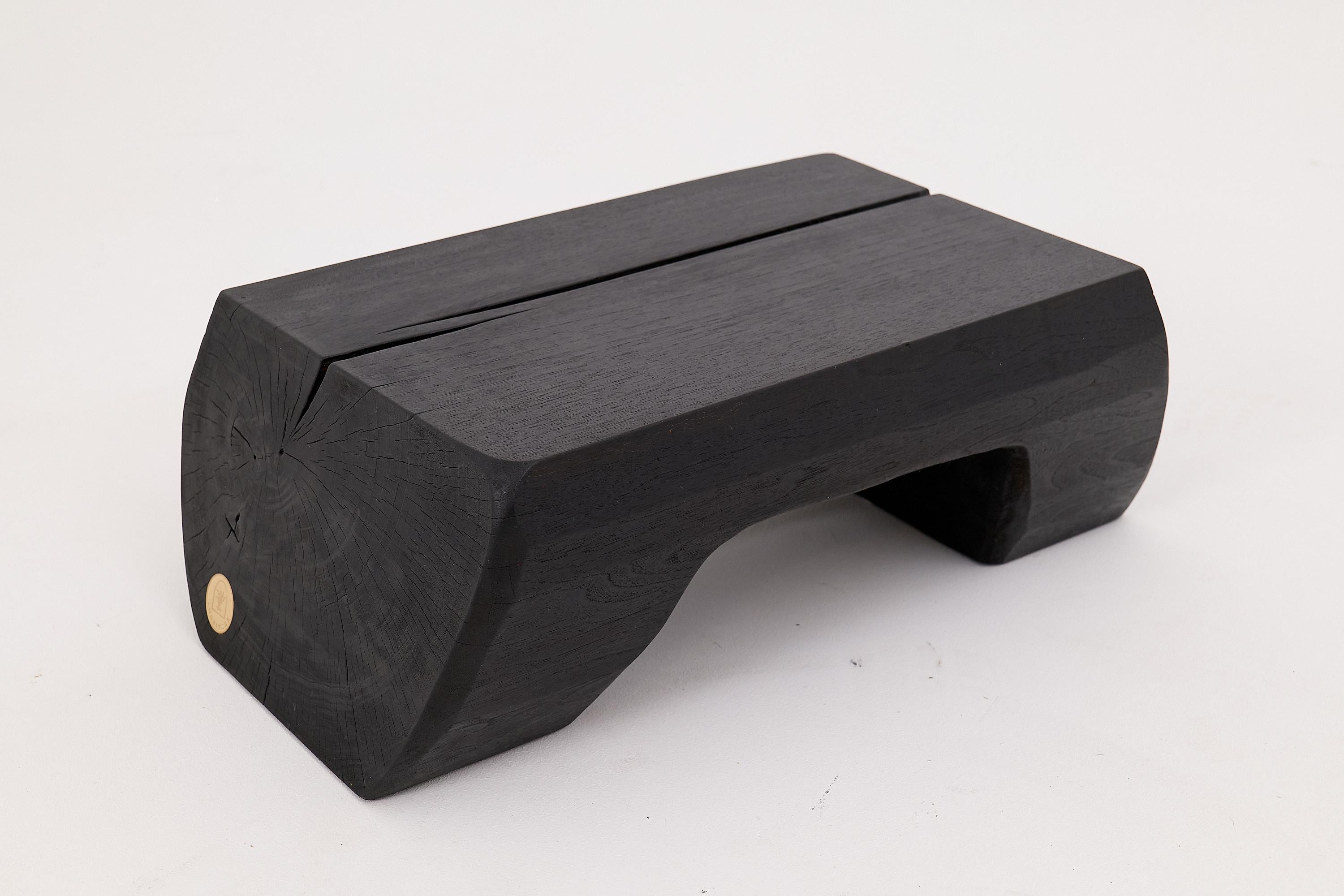 Sculptural Charred Wood Side Table in Solid Hardwood, Logniture For Sale 2