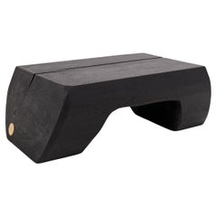 Sculptural Charred Wood Side Table in Solid Hardwood, Logniture