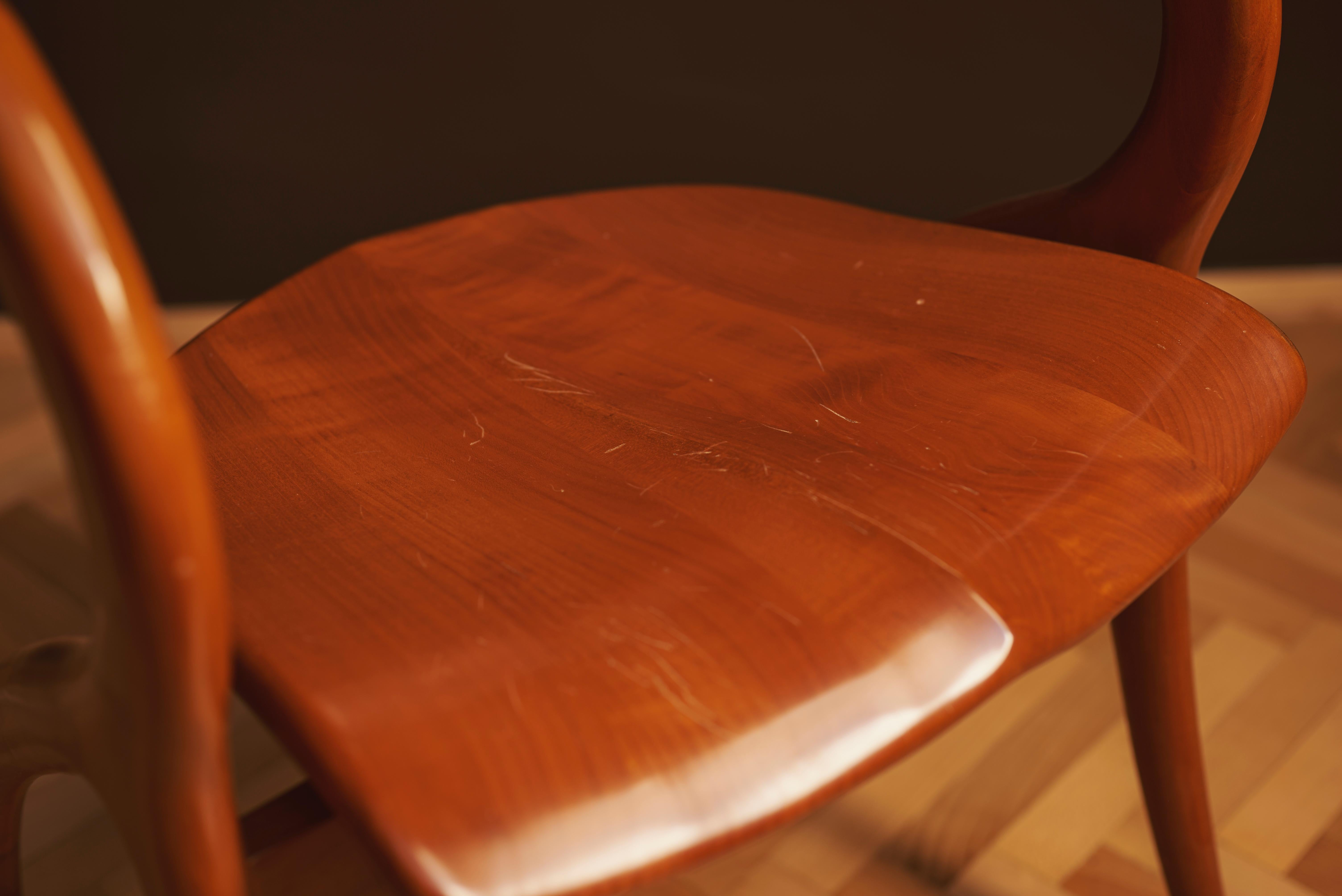 Lacquered Sculptural cherry wood Armchair by A. Sibau, Italy, 1960s For Sale